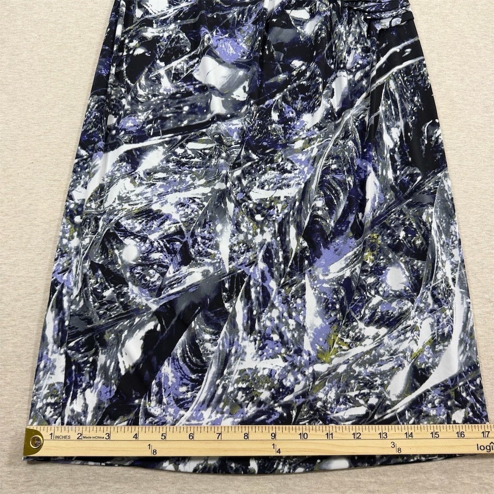 Calvin Klein Dress Womens 4 Abstract Ruched Midi Sheath 3/4 Sleeve - Picture 5 of 8